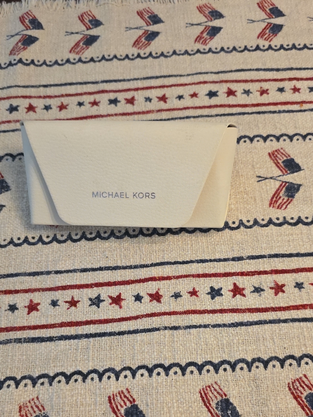 Michael Kors Cream Leather Eyewear Sleeve with Logo
